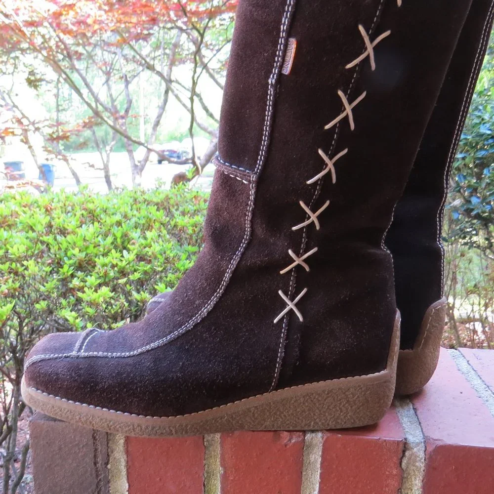 Vintage Gattino Leather Boots - Size 39 - Brown - Contrast Stitching - Suede - Picture 7 of 16